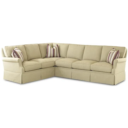 Traditional L-Shaped Sectional Sofa with Skirted Base
